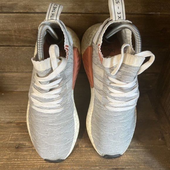 Womens Adidas NMD PK Primeknit R2 Gray Athletic Shoes Sneakers Size 7.5 M GUC - Picture 3 of 6